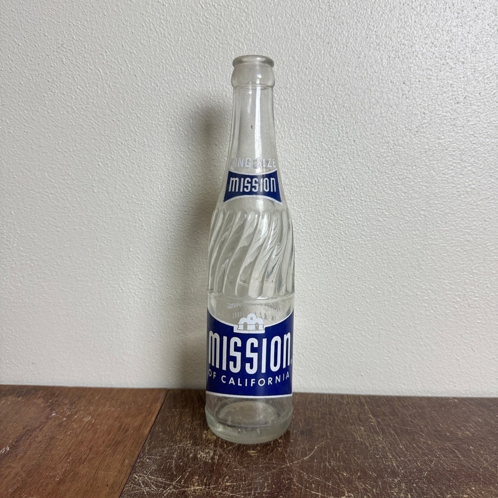 Mission of California King Size 10 fl Oz Glass Bottle 1960s Los Angeles CA USA